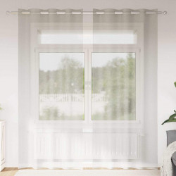 Firany Voile z zasłonami 2 pcs Kremowy 245 x 140 cm Poliester