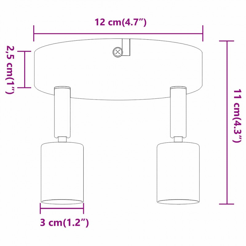 Reflektor sufitowy Z reflektorami Nikiel 12 x 8 cm Stal
