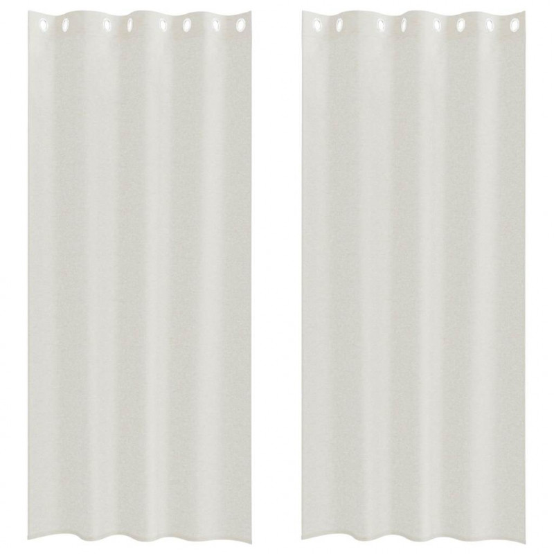 Firany Voile z zasłonami 2 pcs Kremowy 245 x 140 cm Poliester