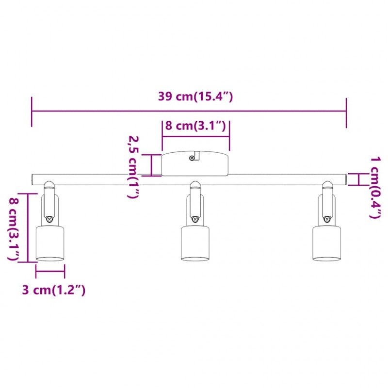 Reflektor sufitowy Nikiel 39 x 10,5 x 10,5 cm Stal