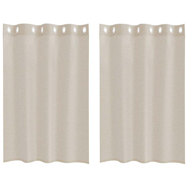 Firany Voile z zasłonami 2 pcs piaskowy 140 x 140 cm Poliester