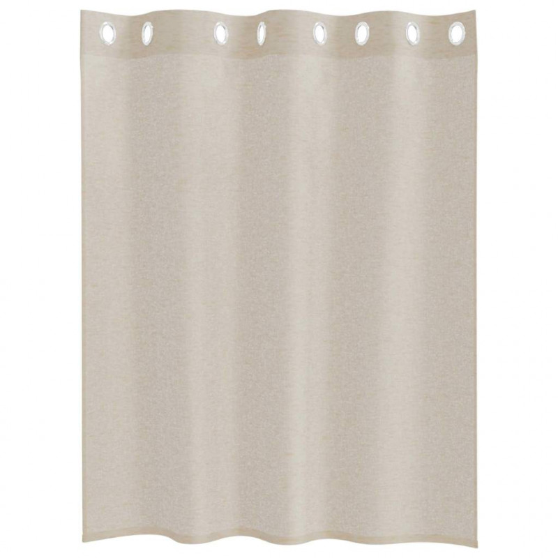 Firany Voile z zasłonami 2 pcs piaskowy 140 x 140 cm Poliester