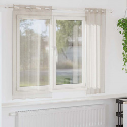Firany Voile z zasłonami 2 pcs piaskowy 175 x 140 cm Poliester