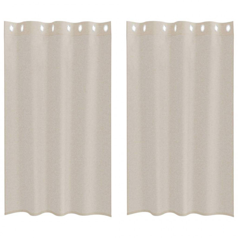 Firany Voile z zasłonami 2 pcs piaskowy 175 x 140 cm Poliester