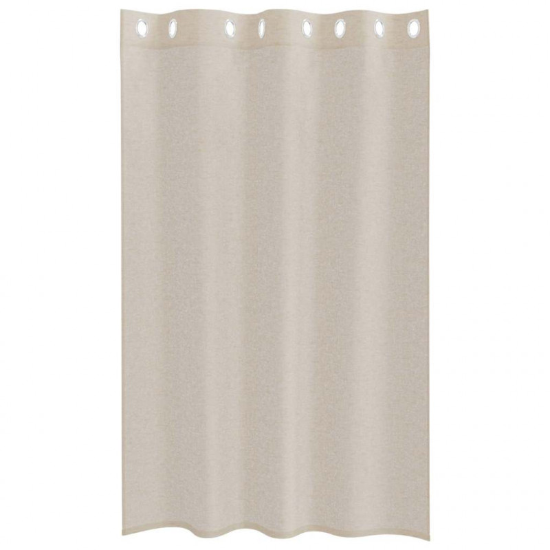 Firany Voile z zasłonami 2 pcs piaskowy 175 x 140 cm Poliester