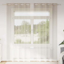 Firany Voile z zasłonami 2 pcs piaskowy 245 x 140 cm Poliester