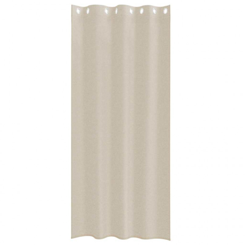 Firany Voile z zasłonami 2 pcs piaskowy 245 x 140 cm Poliester