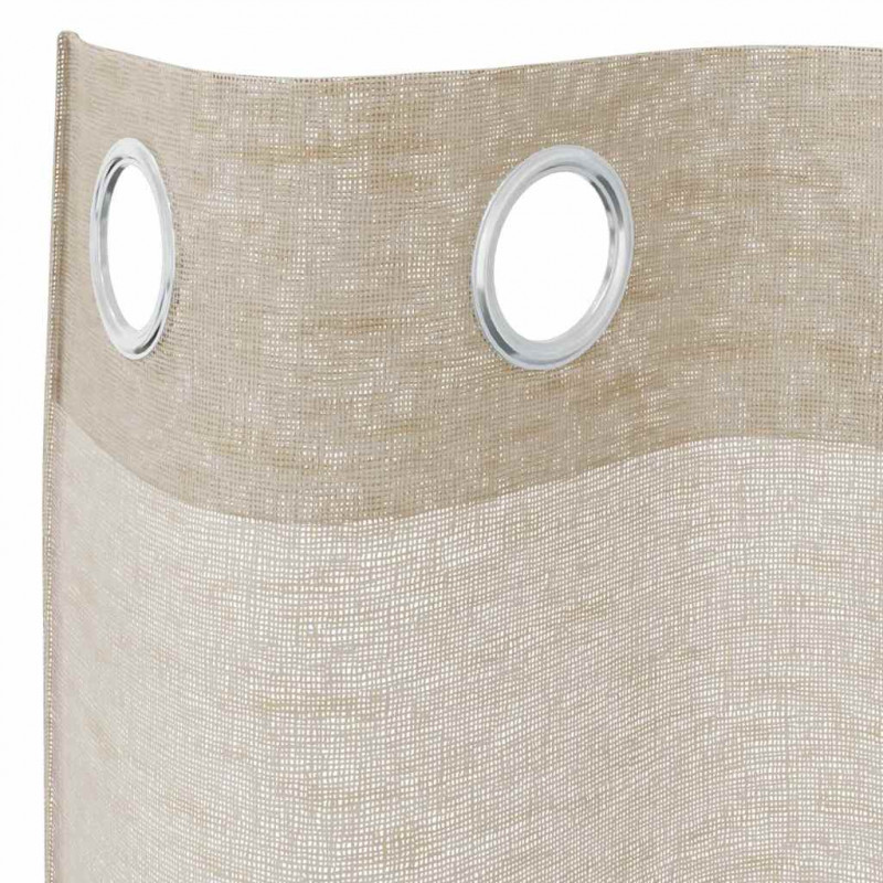 Firany Voile z zasłonami 2 pcs piaskowy 245 x 140 cm Poliester