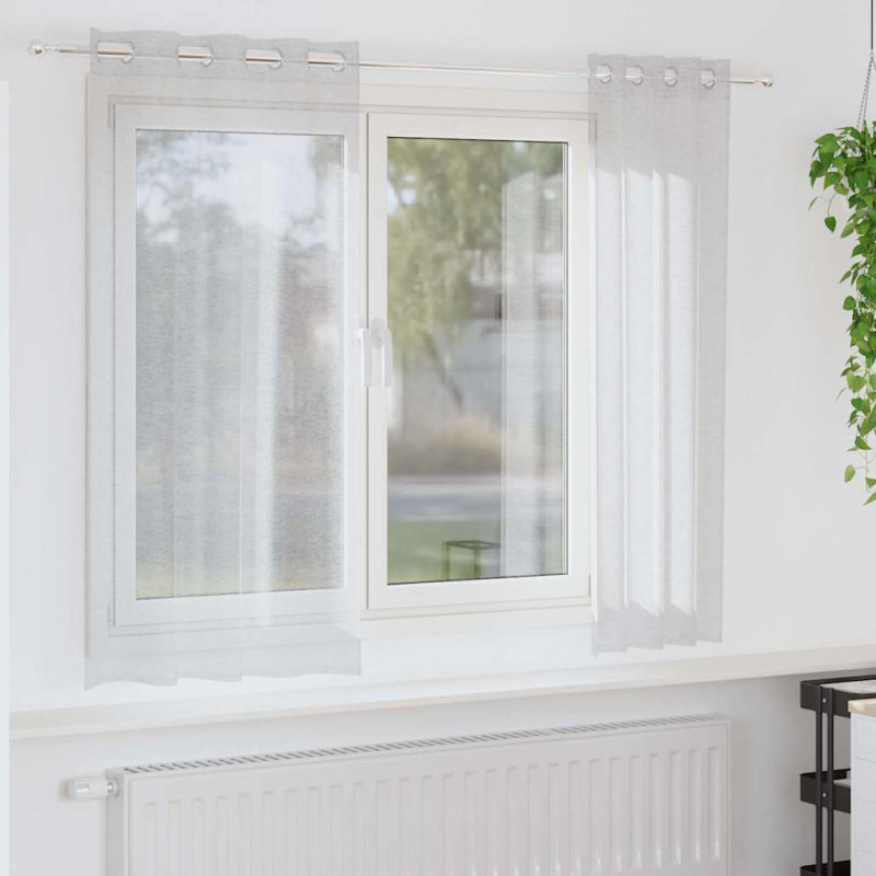 Firany Voile 2 pcs Jasnoszary 175 x 140 cm Poliester