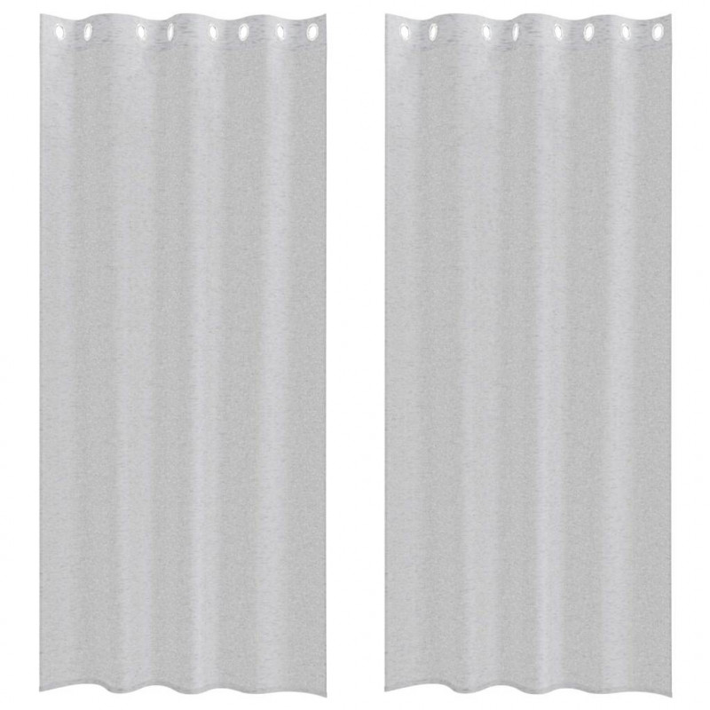 Firany Voile 2 pcs Jasnoszary 225 x 140 cm Poliester