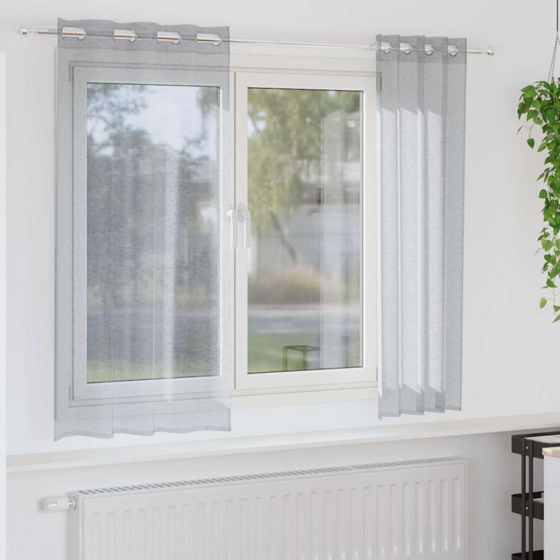 Firany Voile 2 pcs Ciemnoszary 175 x 140 cm Poliester