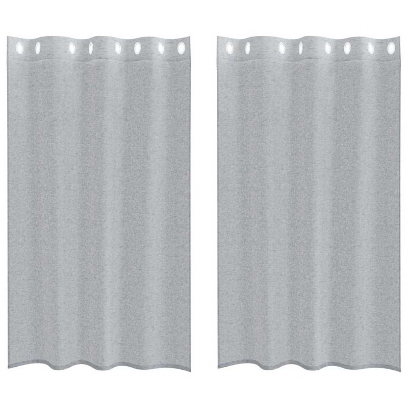 Firany Voile 2 pcs Ciemnoszary 175 x 140 cm Poliester