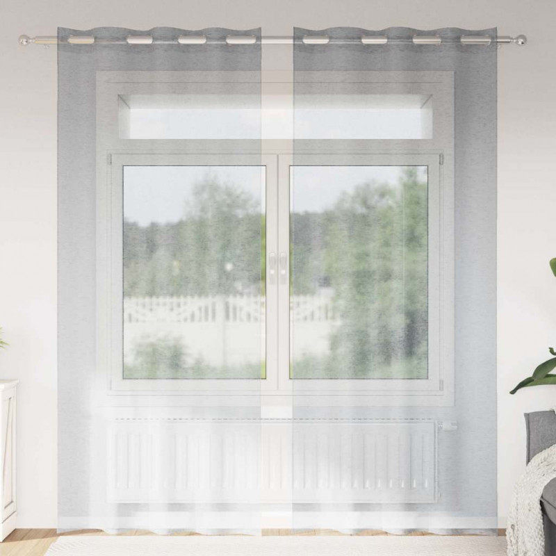 Firany Voile 2 pcs Ciemnoszary 225 x 140 cm Poliester