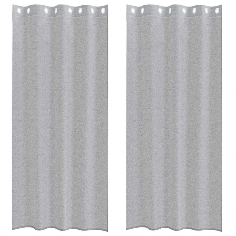 Firany Voile 2 pcs Ciemnoszary 225 x 140 cm Poliester