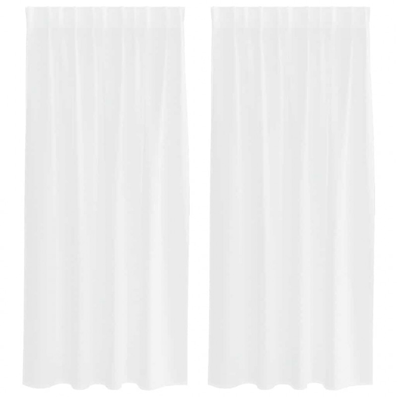 Firany Voile z zasłonami 2 pcs Biały 175 x 140 cm Poliester