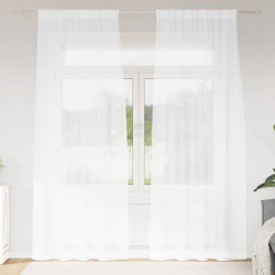 Firany Voile z zasłonami 2 pcs Biały 245 x 140 cm Poliester