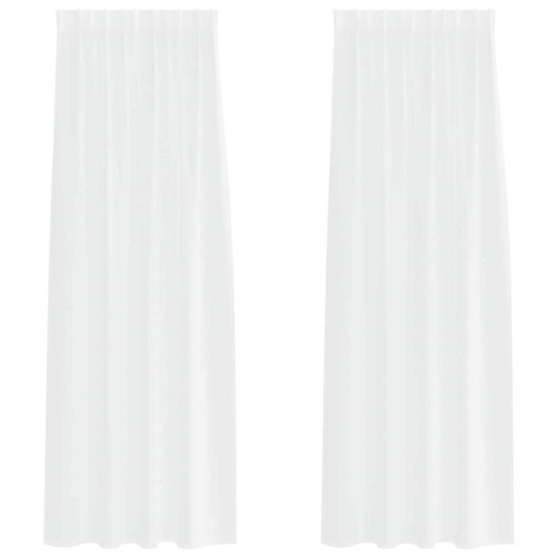 Firany Voile z zasłonami 2 pcs Biały 260 x 140 cm Poliester