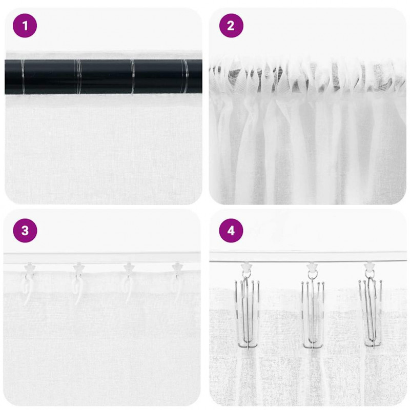 Firany Voile z zasłonami 2 pcs Biały 260 x 140 cm Poliester