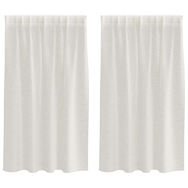 Firany Voile z zasłonami 2 pcs Kremowy 140 x 140 cm Poliester