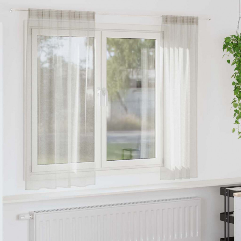 Firany Voile z zasłonami 2 pcs Kremowy 175 x 140 cm Poliester