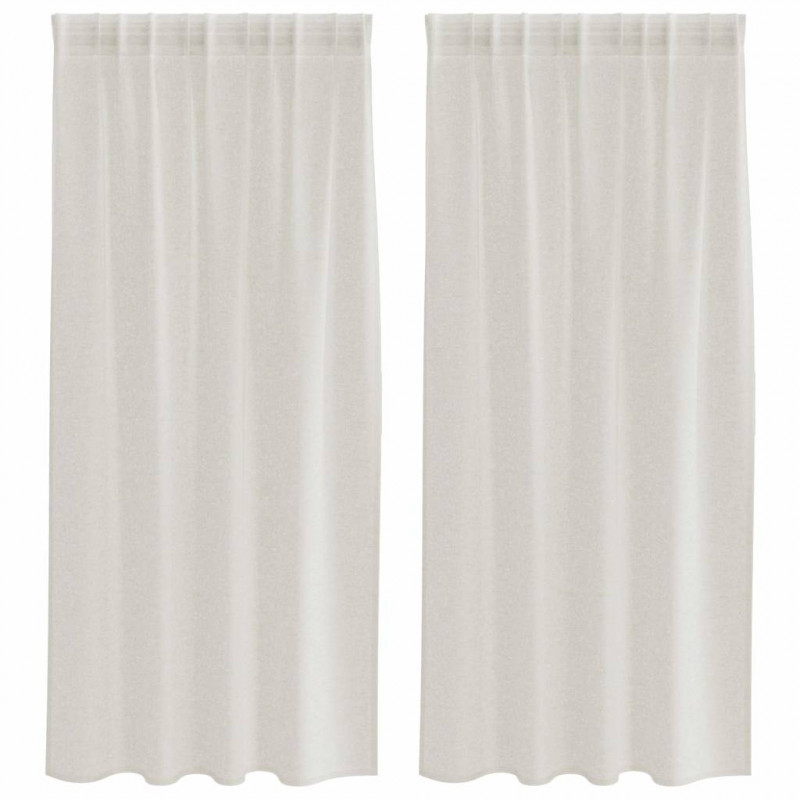Firany Voile z zasłonami 2 pcs Kremowy 175 x 140 cm Poliester