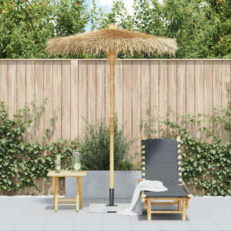 Parasol Tiki z baldachimem z liści bananowca, 150 cm, bambus