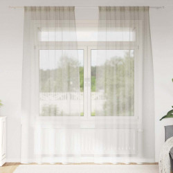 Firany Voile z zasłonami 2 pcs Kremowy 225 x 140 cm Poliester