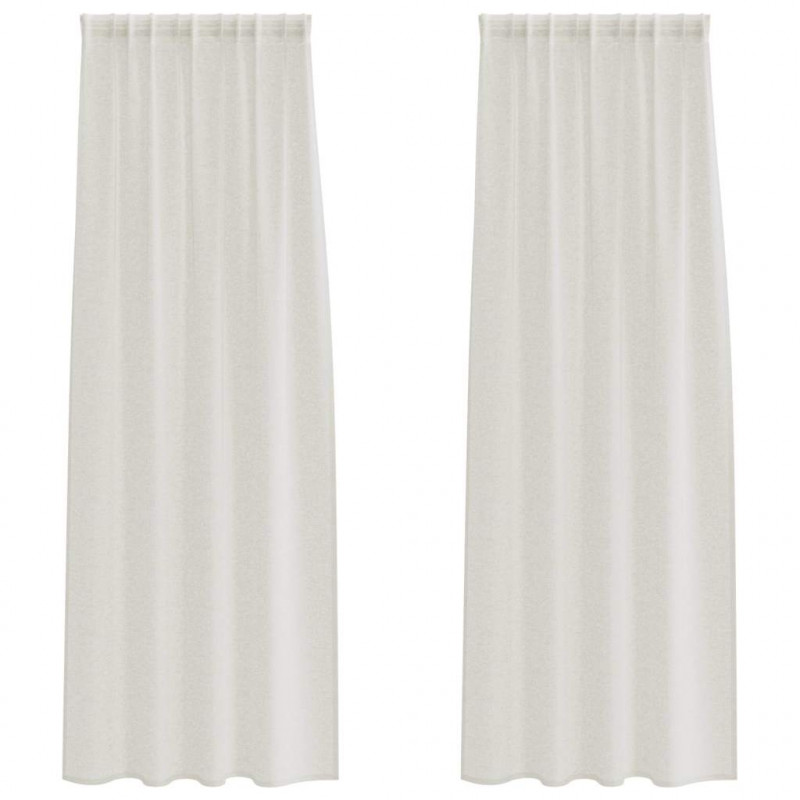 Firany Voile z zasłonami 2 pcs Kremowy 245 x 140 cm Poliester