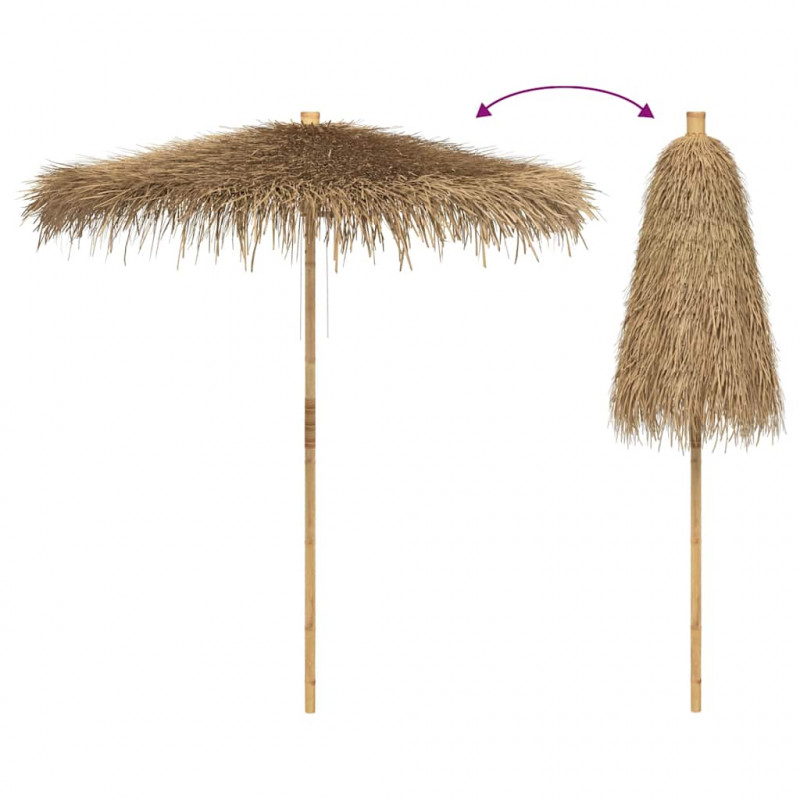 Parasol Tiki z baldachimem z liści bananowca, 240 cm, bambus