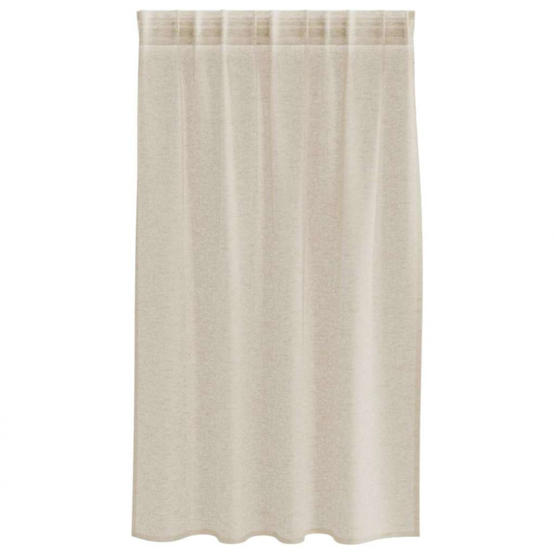Firany Voile z zasłonami 2 pcs piaskowy 140 x 140 cm Poliester