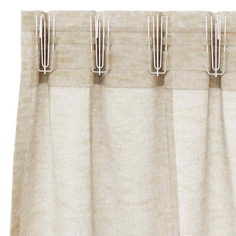 Firany Voile z zasłonami 2 pcs piaskowy 225 x 140 cm Poliester
