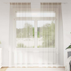 Firany Voile z zasłonami 2 pcs piaskowy 245 x 140 cm Poliester