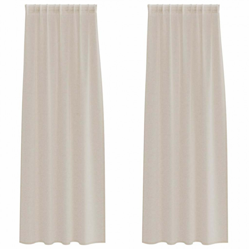 Firany Voile z zasłonami 2 pcs piaskowy 245 x 140 cm Poliester