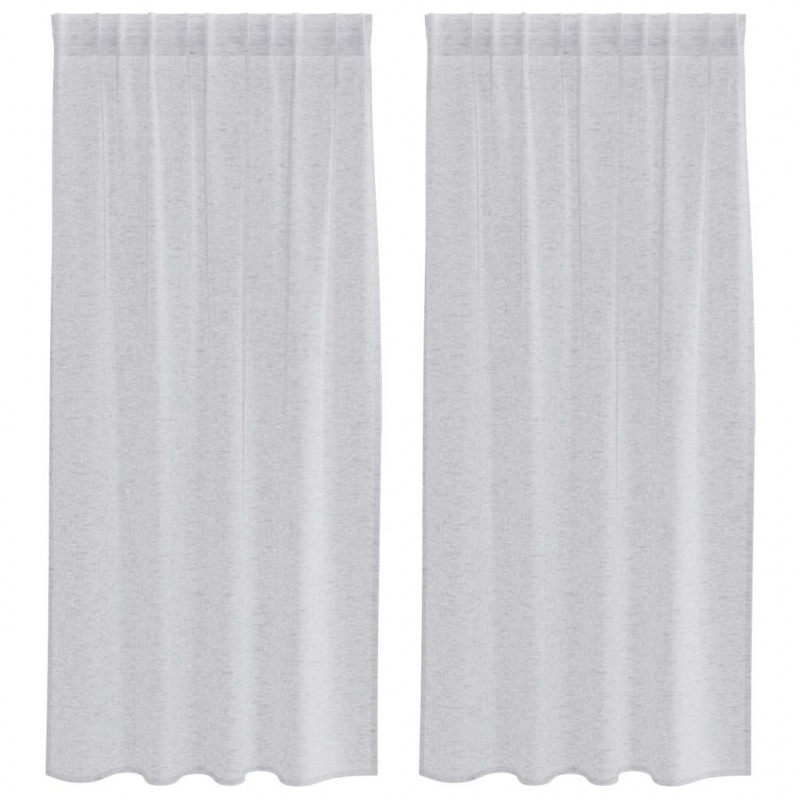 Firany Voile 2 pcs Jasnoszary 175 x 140 cm Poliester