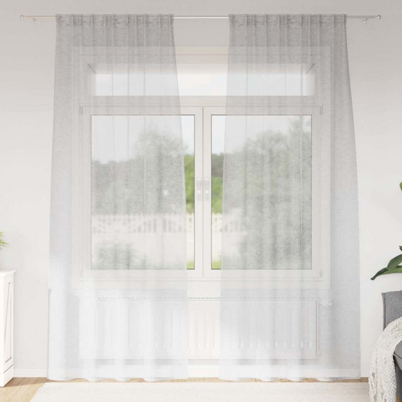 Firany Voile 2 pcs Jasnoszary 225 x 140 cm Poliester