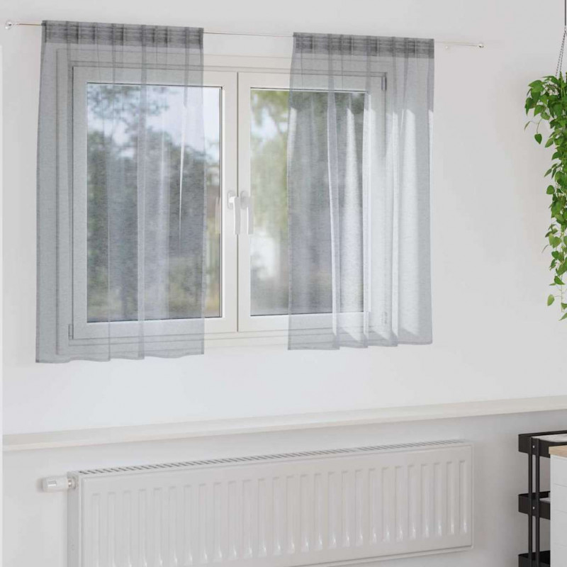 Firany Voile 2 pcs Ciemnoszary 140 x 140 cm Poliester