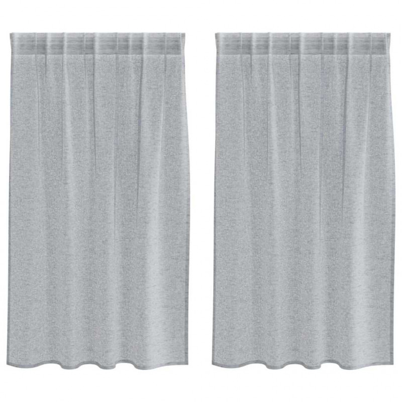 Firany Voile 2 pcs Ciemnoszary 140 x 140 cm Poliester