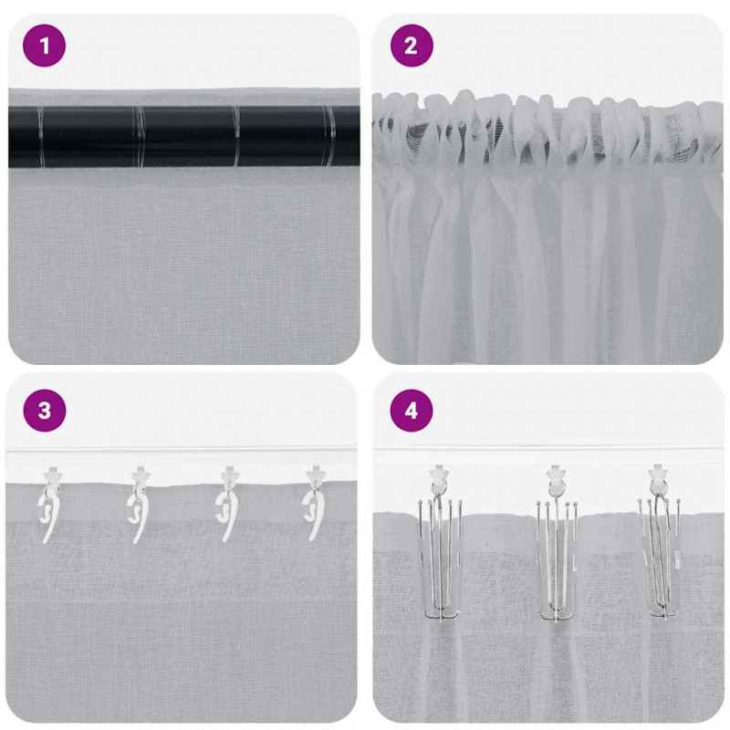 Firany Voile 2 pcs Ciemnoszary 140 x 140 cm Poliester