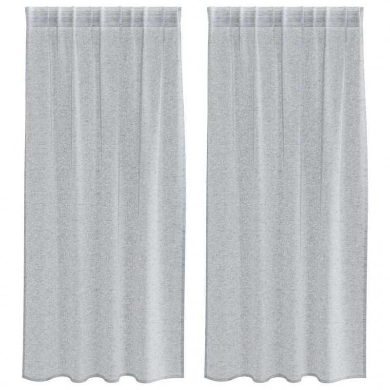 Firany Voile 2 pcs Ciemnoszary 175 x 140 cm Poliester
