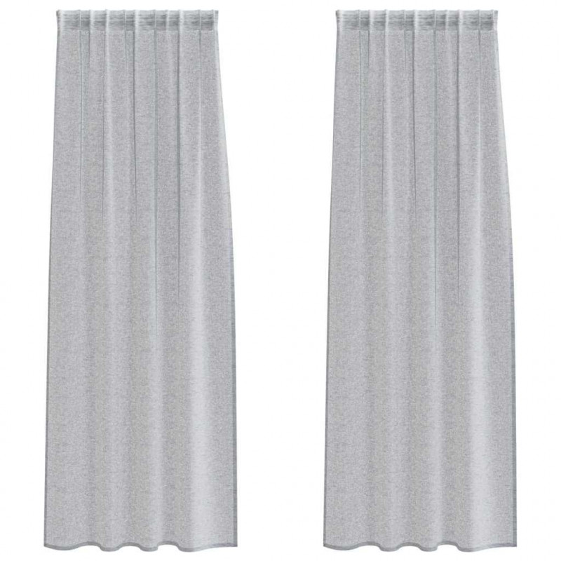 Firany Voile 2 pcs Ciemnoszary 245 x 140 cm Poliester