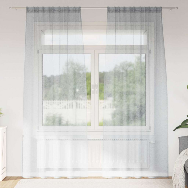 Firany Voile 2 pcs Ciemnoszary 260 x 140 cm Poliester