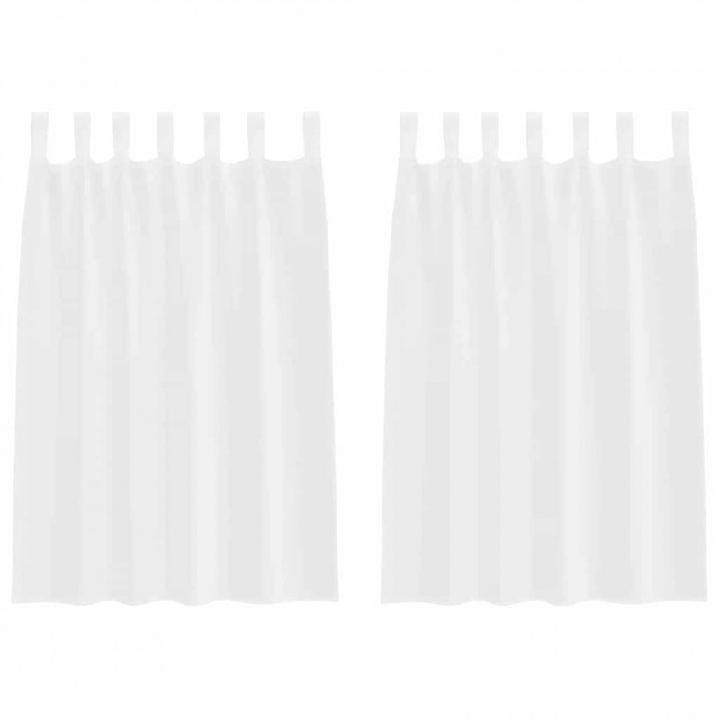 Firany Voile z zasłonami 2 pcs Biały 140 x 140 cm Poliester