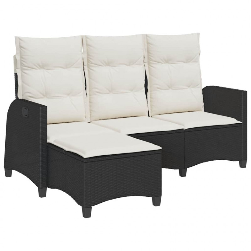 Rozkładana Sofa Ogrodowa z Poduszkami L-kształtna Czarna