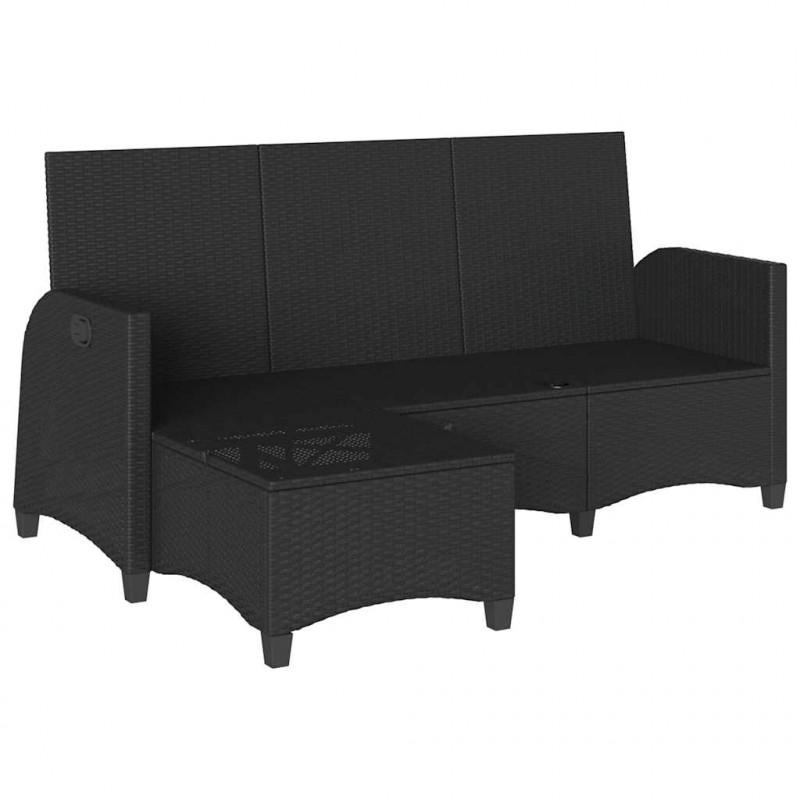 Rozkładana Sofa Ogrodowa z Poduszkami L-kształtna Czarna