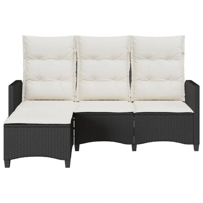 Rozkładana Sofa Ogrodowa z Poduszkami L-kształtna Czarna
