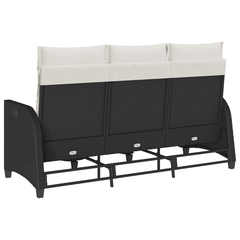 Rozkładana Sofa Ogrodowa z Poduszkami L-kształtna Czarna