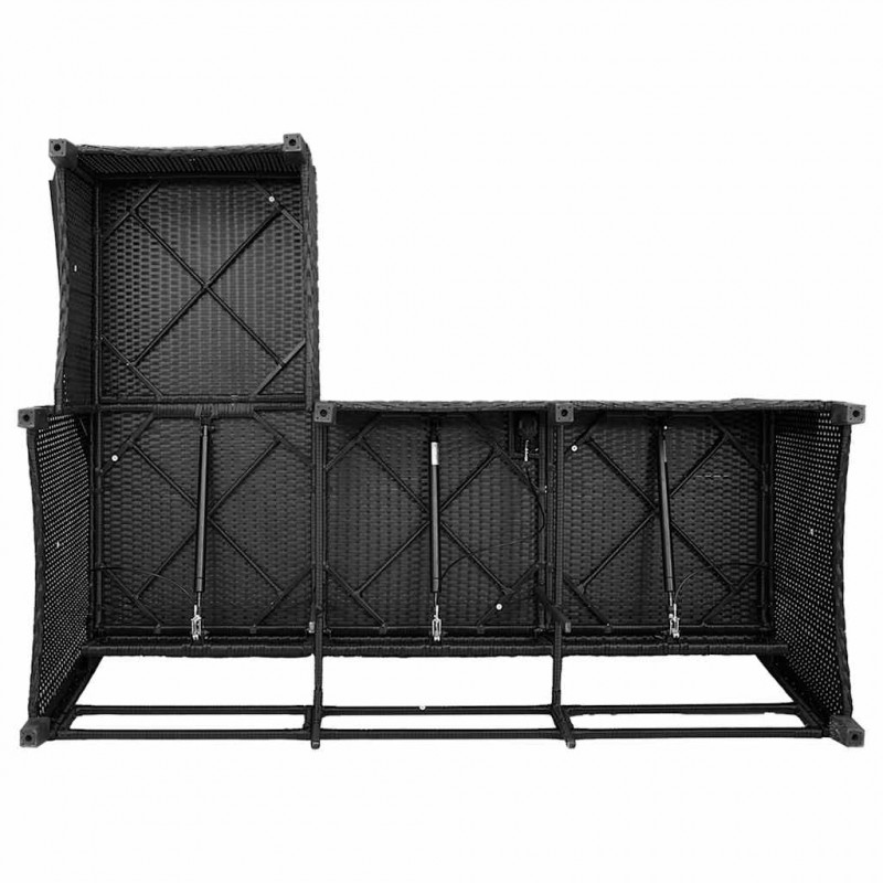 Rozkładana Sofa Ogrodowa z Poduszkami L-kształtna Czarna