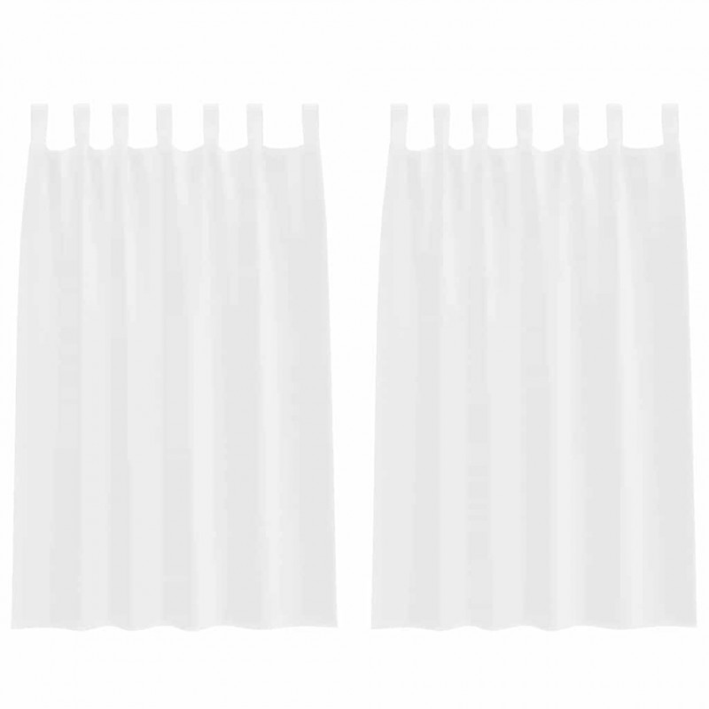 Firany Voile z zasłonami 2 pcs Biały 175 x 140 cm Poliester