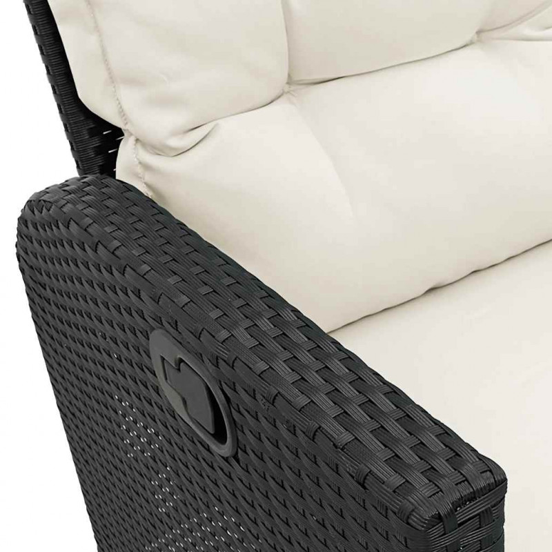 Rozkładana Sofa Ogrodowa z Poduszkami L-kształtna Czarna