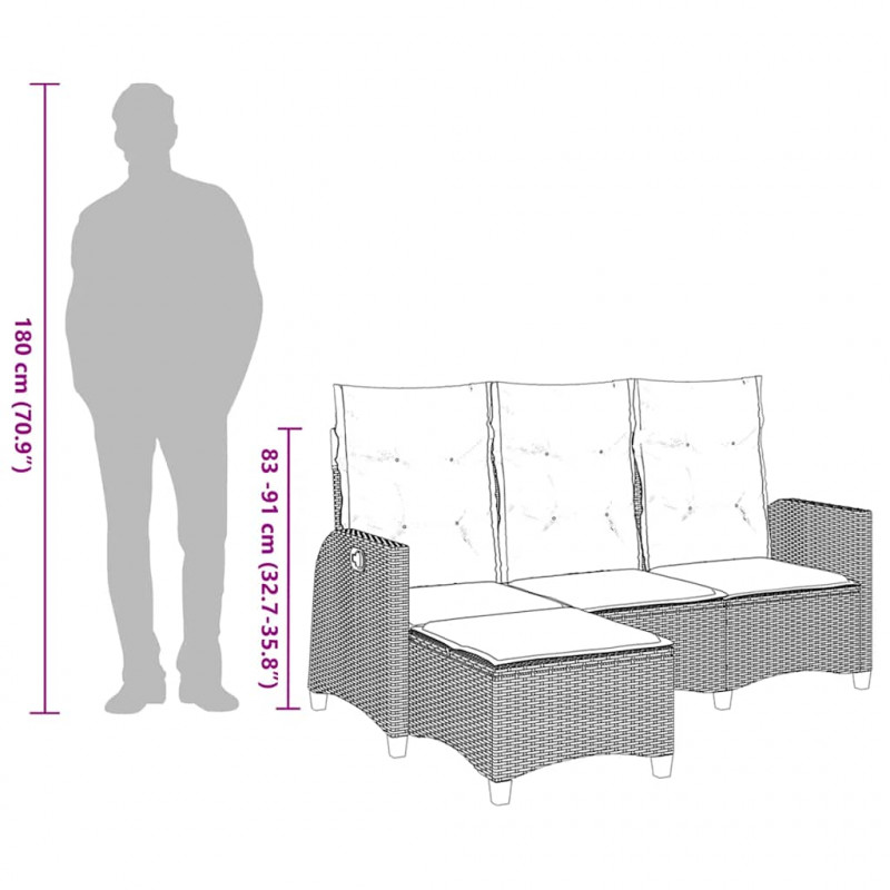 Rozkładana Sofa Ogrodowa z Poduszkami w Kształcie Litery L
